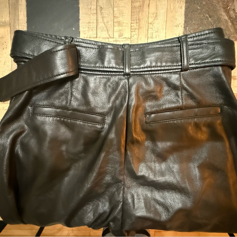Babaton Aritzia Office Siren Black Vegan Leather Pleated Barrel Pants - Picture 5 of 8